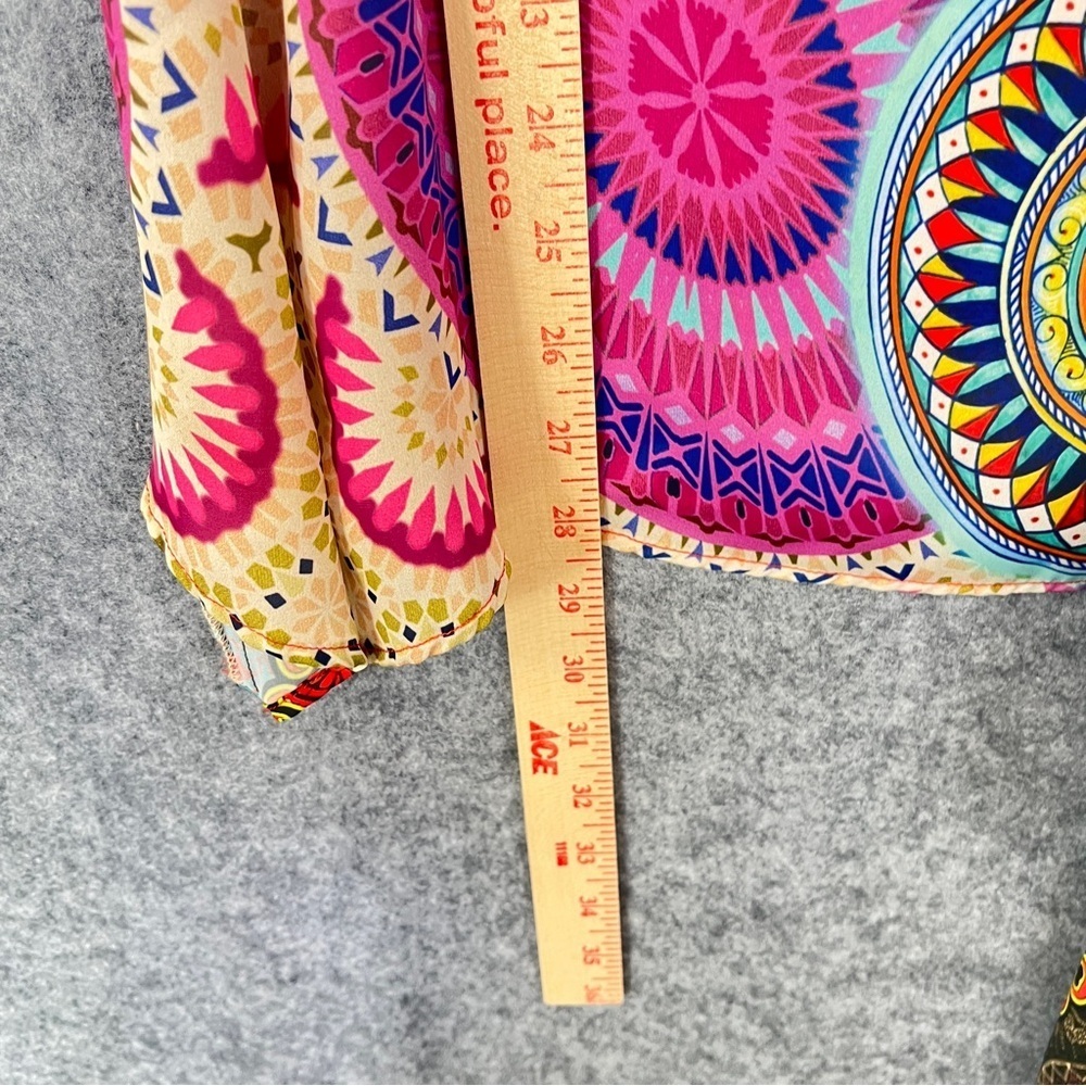 RANEE'S Silk Scarf Tunic Blouse Colorful Mandala Print Size Small - Picture 10 of 14